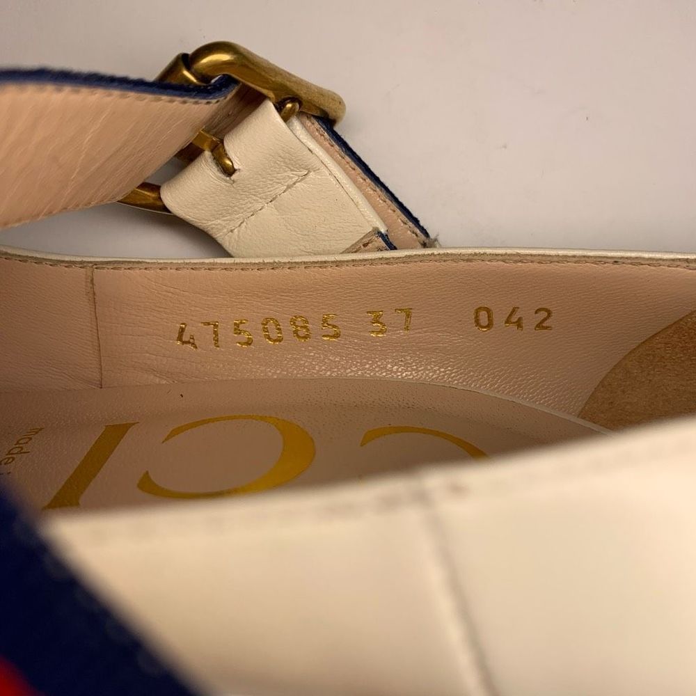 Gucci Malaga Kid/NS Gross Grain Sylvie Pumps Size 37, US 7 Mystic White - Picture 9 of 9